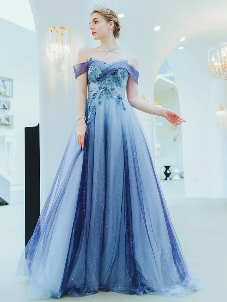 Морское голубое постепенное свадебное платье для свадьбы салюта банкета