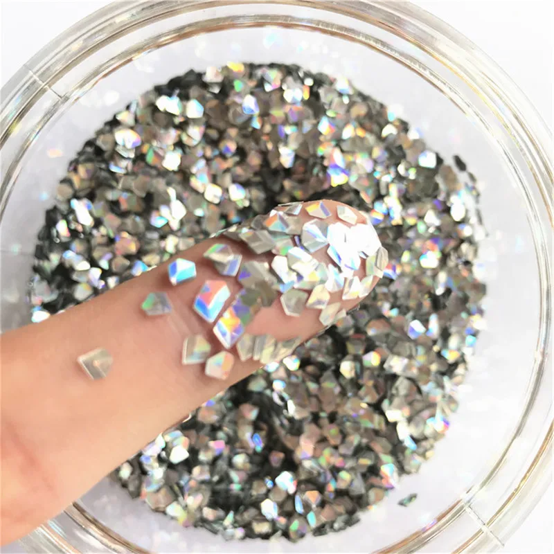 Белые 3 мм 3D блестки в форме алмазов ультратонкие пайетки из ПЭТ россыпью