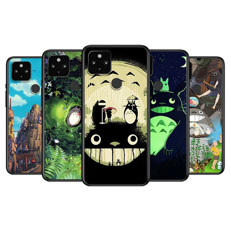 

Studio Ghibli Totoro Soft TPU Silicone Black Cover For Google Pixel 5 4A 5G 4 XL Phone Case