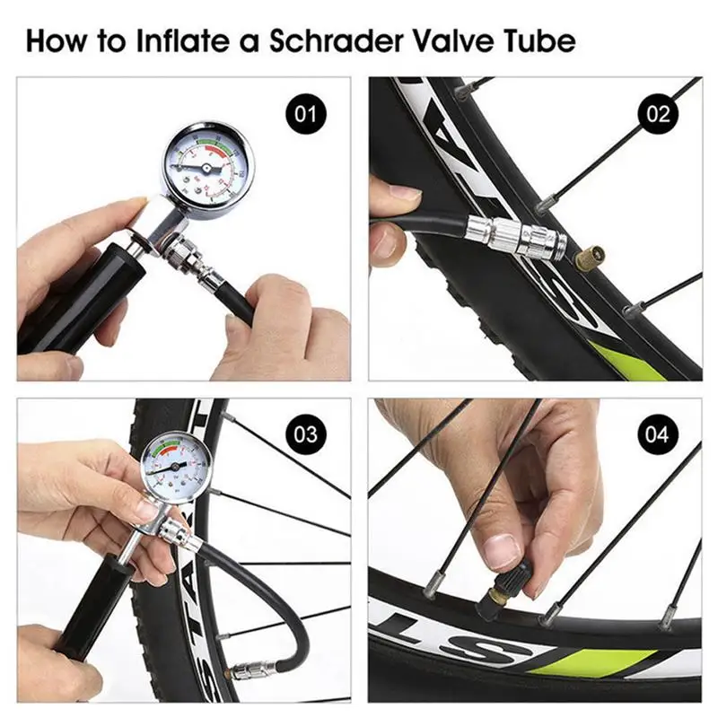 

Mini Bike Pump Portable Bicycle Air Pump With Gauge 210 Psi Presta Schrader Valve For Mountain Bike Ball Inflatable