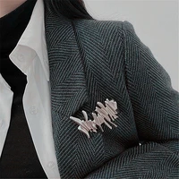 retro geometric irregular texture metal brooches silver color for women fashion clothing overcoat jewelry christmas gifts