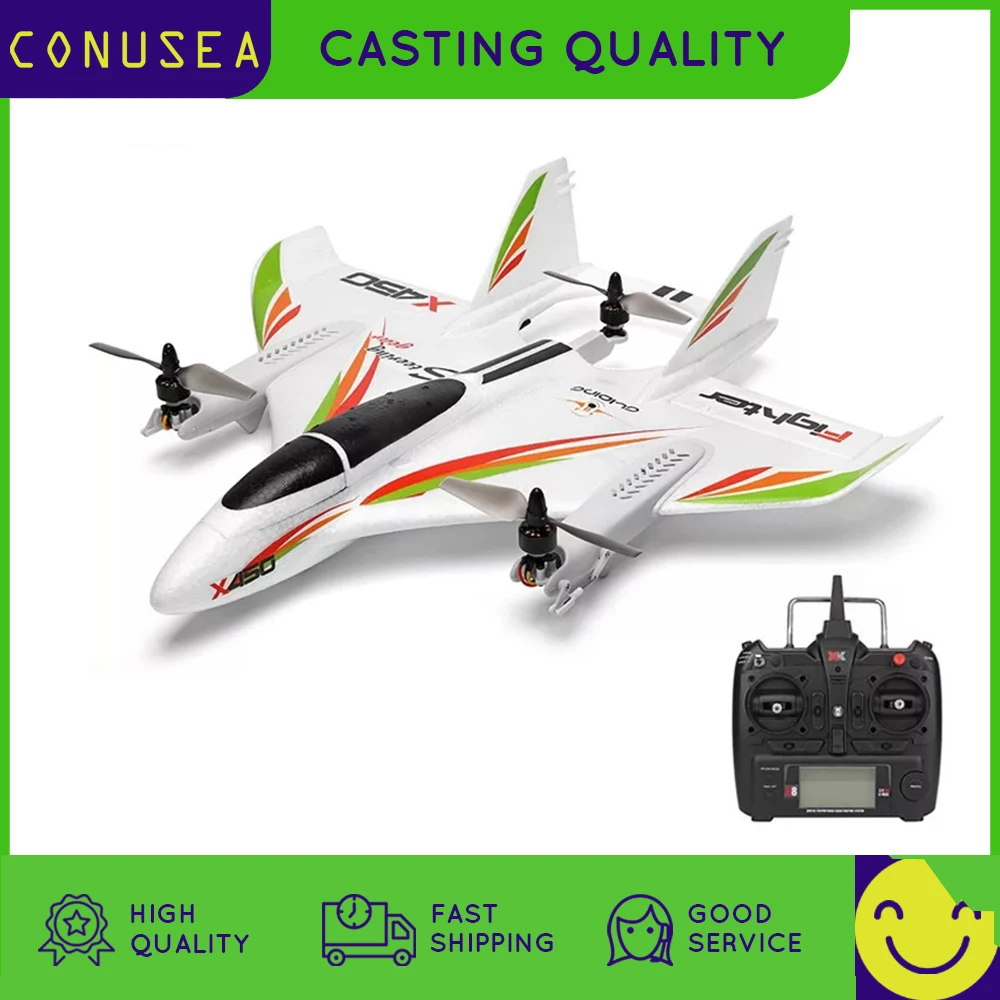 

Wltoys X450 Rc Plane Aircraft 6Ch 3D/6G Brushless Motor 2.4G Remote Contro Plane Vertical Take-Off Fixed Wing Airplane Glider