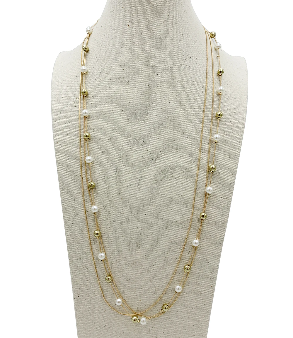 Модное женское трехслойное длинное ожерелье из металлического сплава |