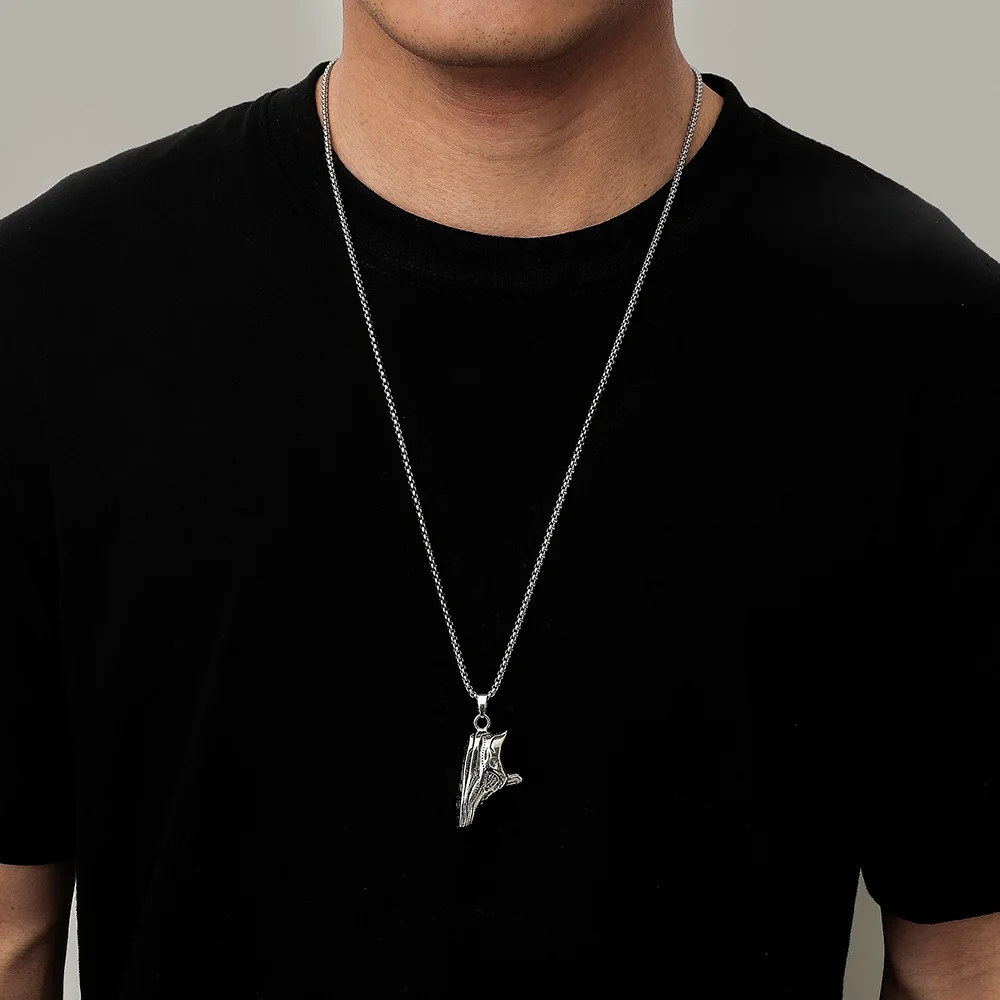 

The AJ Shoes Necklace Men Hip-Hop Rock Street Culture Titanium Stainless Steel Classic Chain Necklace Fashion Man Jewelry