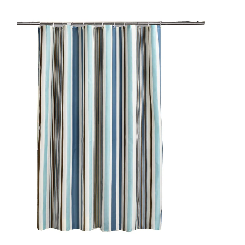 

Blue Striped Shower Curtain Thicken Waterproof Bathroom Curtains Mildew Proof Modern Bath Curtain With Hooks Home Decor
