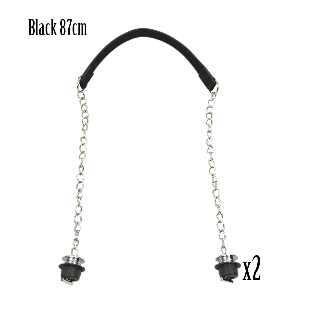 black Новинка, Tanqu, 1 пара, нубук, плоская, серебряная, длинная, толстая, с одной цепочкой, с пряжкой, серебряные винты для Obag, O сумка, ручки для женской сумки - Color: black