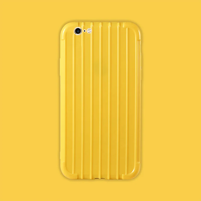 Yellow Роскошный багажный чехол для телефона для iPhone XS MAX, Модный милый чехол, чехол для багажника из ТПУ, силиконовая задняя крышка для iPhone X, 8, 7, 6, 6S Plus, чехол - Цвет: Yellow