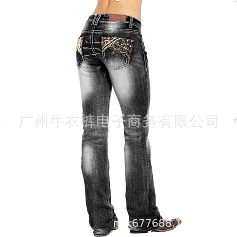 

Jeans Women Straight High Waisted Jean Blue Vintage Embroidery Bottom Fashion Denim Long Pants Lady Korean Japan Streetwear 2021