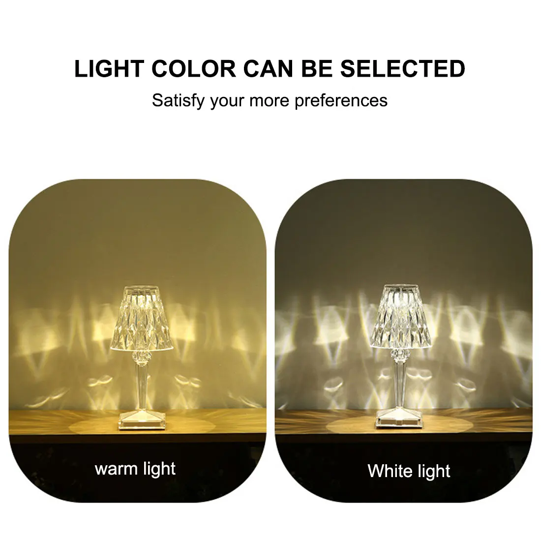 

Diamond Table Lamp USB Rechargeable Acrylic Decoration Desk Lamps Bedroom Bedside Bar Crystal Lighting Fixtures Night Light Gift