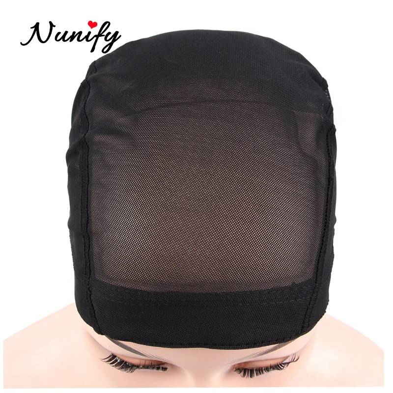 Nunify 6Pcs/Lot Black Dome Cornrow Wig Caps Easier Sew In Hair Stretchable Weaving Cap Elastic Nylon Breathable Mesh Net hairnet