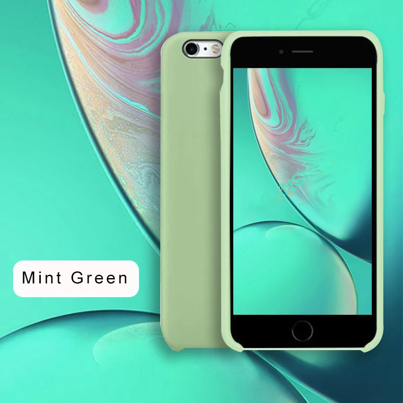 Mint green Официальный силиконовый чехол для iPhone 11 Pro MAX XR X Xs MAX чехол s для apple iPhone 7 8 Plus 6 6s 5 5S SE чехол с логотипом - Цвет: Mint green