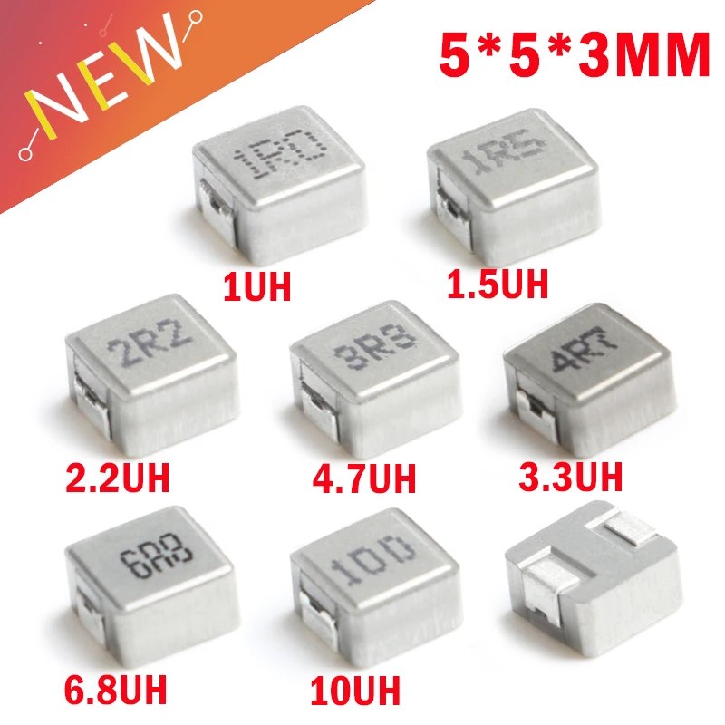Индукторы Питания SMD 0530, 10 шт., 1 мкм, 2 мкм, 3 мкм, 0530 мкм, 100 мкм, 10 мкм, чип-индуктор 5*5*3, 1R0, 2R2, 3R3, 4R7, 6R8,