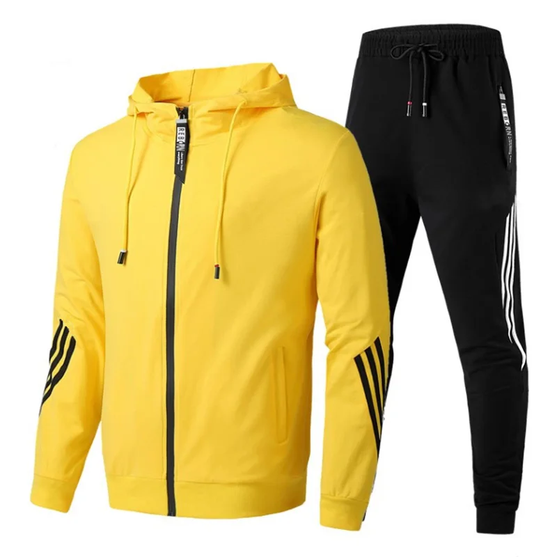 

New Tracksuit Three bars Set Men Sportswear set Track suit Male Sweatshirt Sweatpants Fashion Street Student suit Two-piece Sets