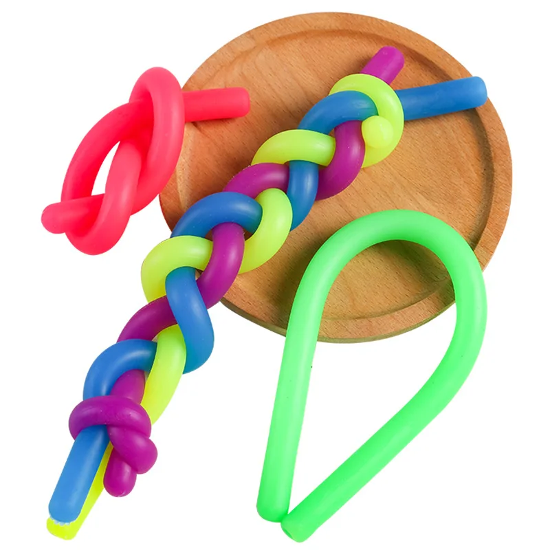 

Hot 10pcs TPR Soft Anti Stress Rope Toys Children Adult Decompression Toy Noodle Stretch String Rubber Rope Stress Relief Toys