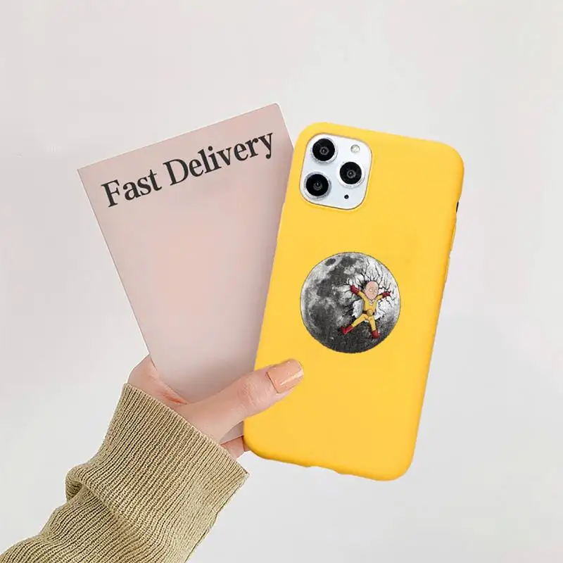

One Punch Man Anime Phone Case Candy Color for iPhone 6 7 8 11 12 s mini pro X XS XR MAX Plus