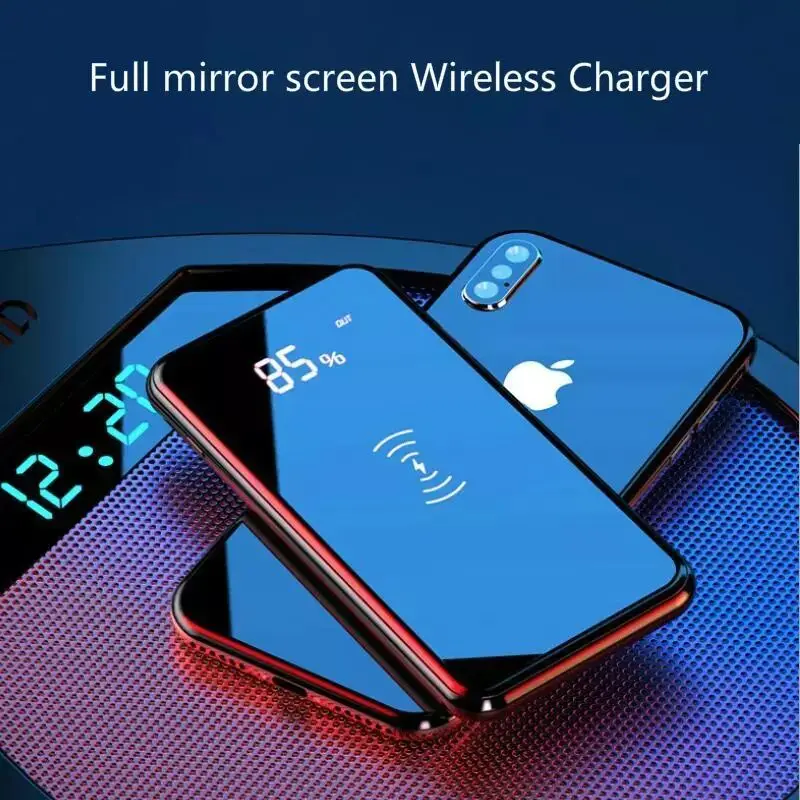 Портативный аккумулятор Power Bank 30000 мАч с встроенной беспроводной зарядкой QI для Samsung iPhone XS.
