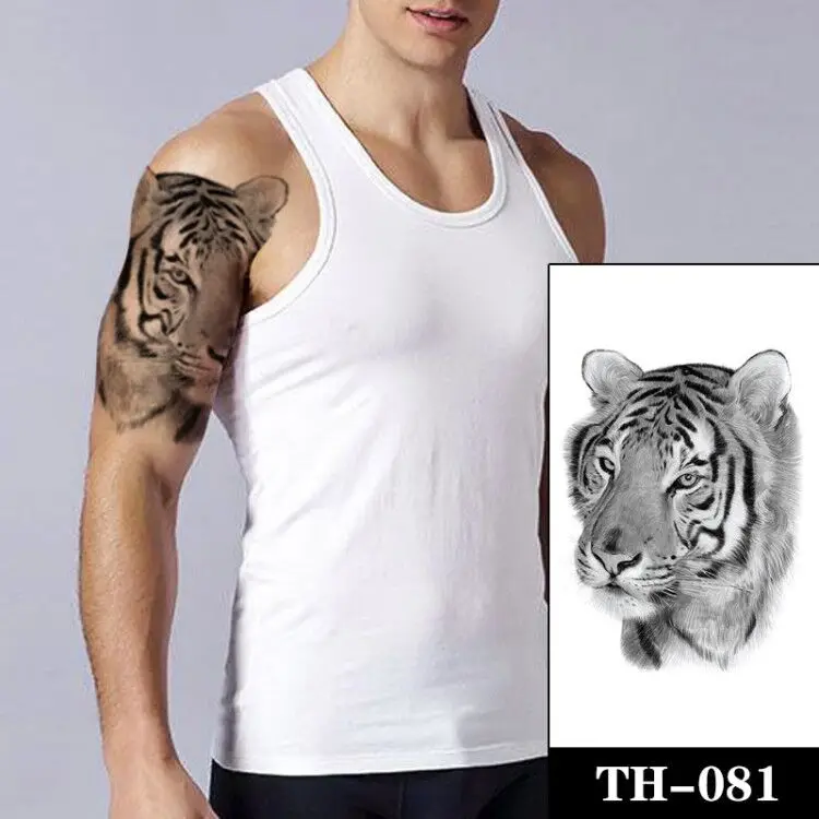 

Tiger Head Cool Temporary Tattoo Sticker Fashion Waterproof Animal Body Art Arm Fake Realistic Tatoo Men Women Personality