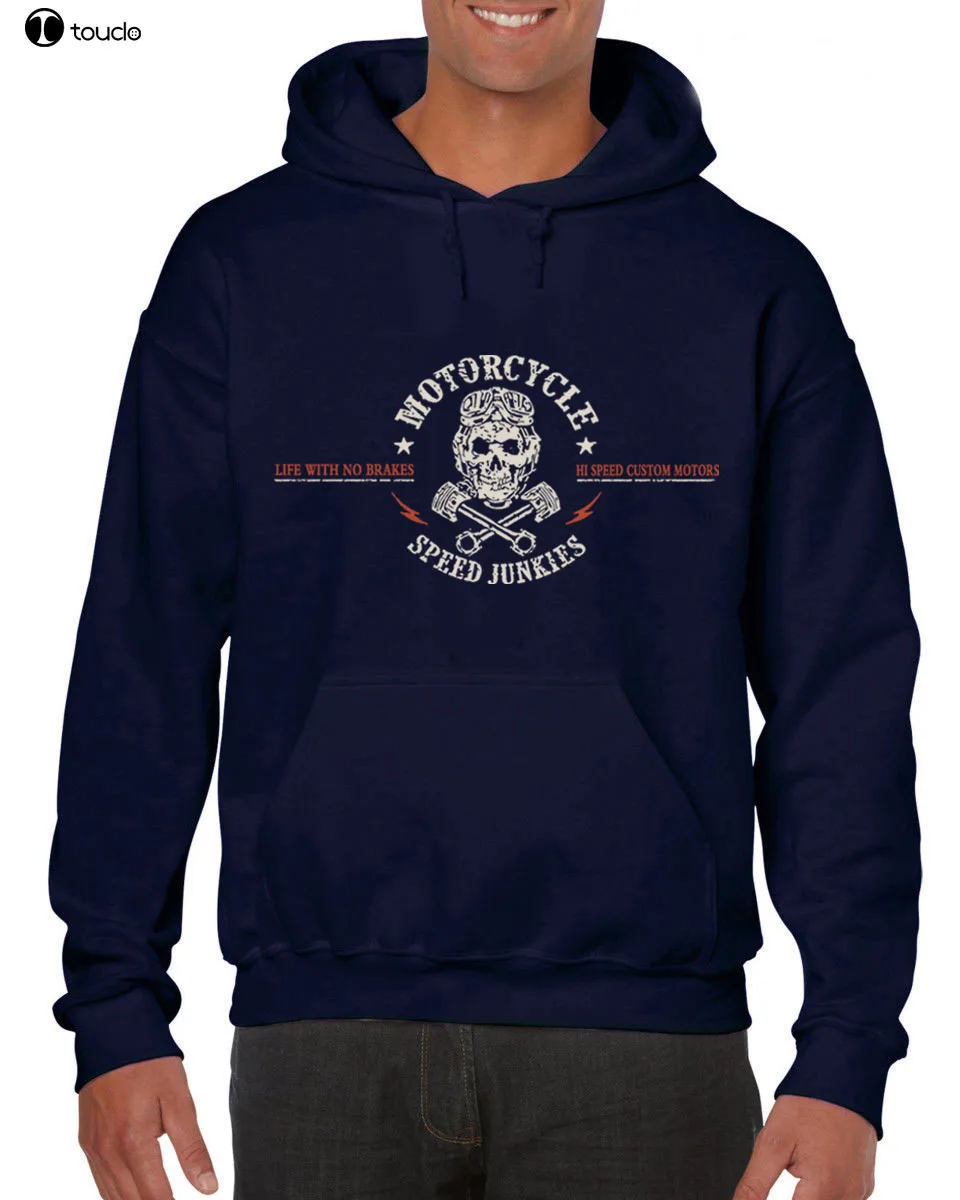 Funny Clothing Casual Hoodies MOTORCYCLE SPEED JUNKIES Biker Chopper Motard MC Sweatshirt | Мужская одежда
