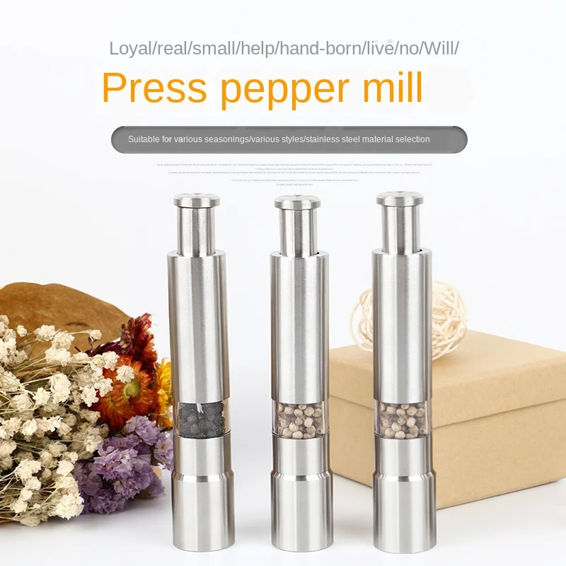 

3 pcs Manual Pepper Mill Salt Shakers Thumb One-handed Pepper Grinder Stainless Steel Spice Sauce Grinders Stick Kitchen Tools