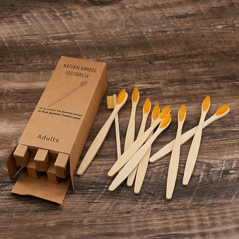 

New design mixed color bamboo toothbrush Eco Friendly wooden Tooth Brush Soft bristle Tip Charcoal adults oral care toothbrush
