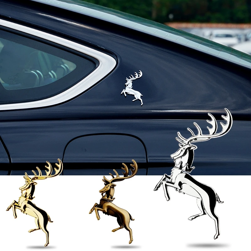 

deer metal car paste zinc alloy refrigerator paste home decoration elk decoration car body personality creative leaf plate side