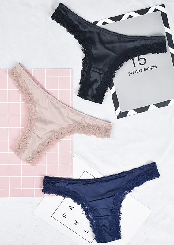 Кружевные бесшовные трусики Moxeay с оборками стринги низкой талией женские