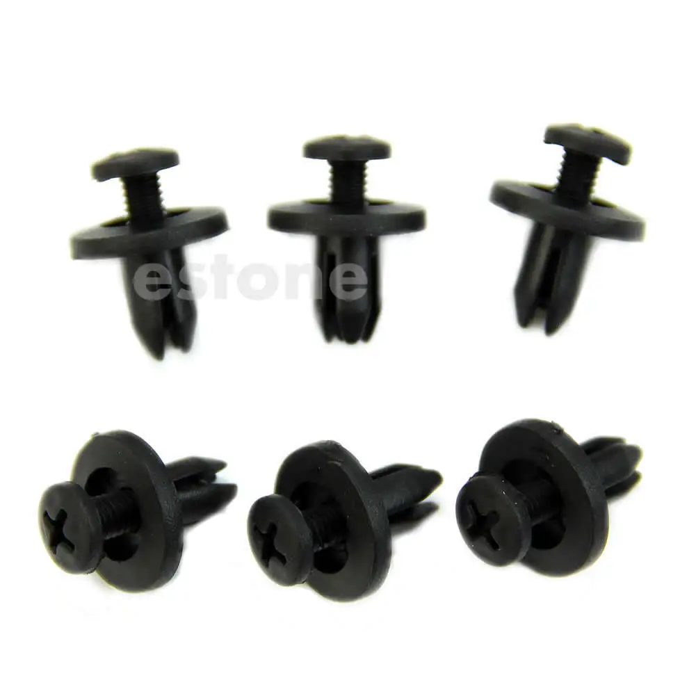 

50LC New Car Bumper 6mm Hole Black Plastic Rivets Fasteners for toyota 10Pcs