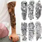 Реалистичные Death Skull Временные татуировки рукава для Для мужчин Для женщин Для мужчин взрослых Поддельные татуировки с волком Стикеры черный 3D солдат Бог татуировки полные руки