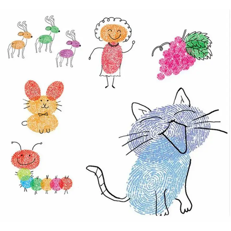 

Funny 7 Colors Ink Pad Stamp DIY Finger Painting Craft Cardmaking Large Round For Kids Education Drawing Toys Interactive Toys