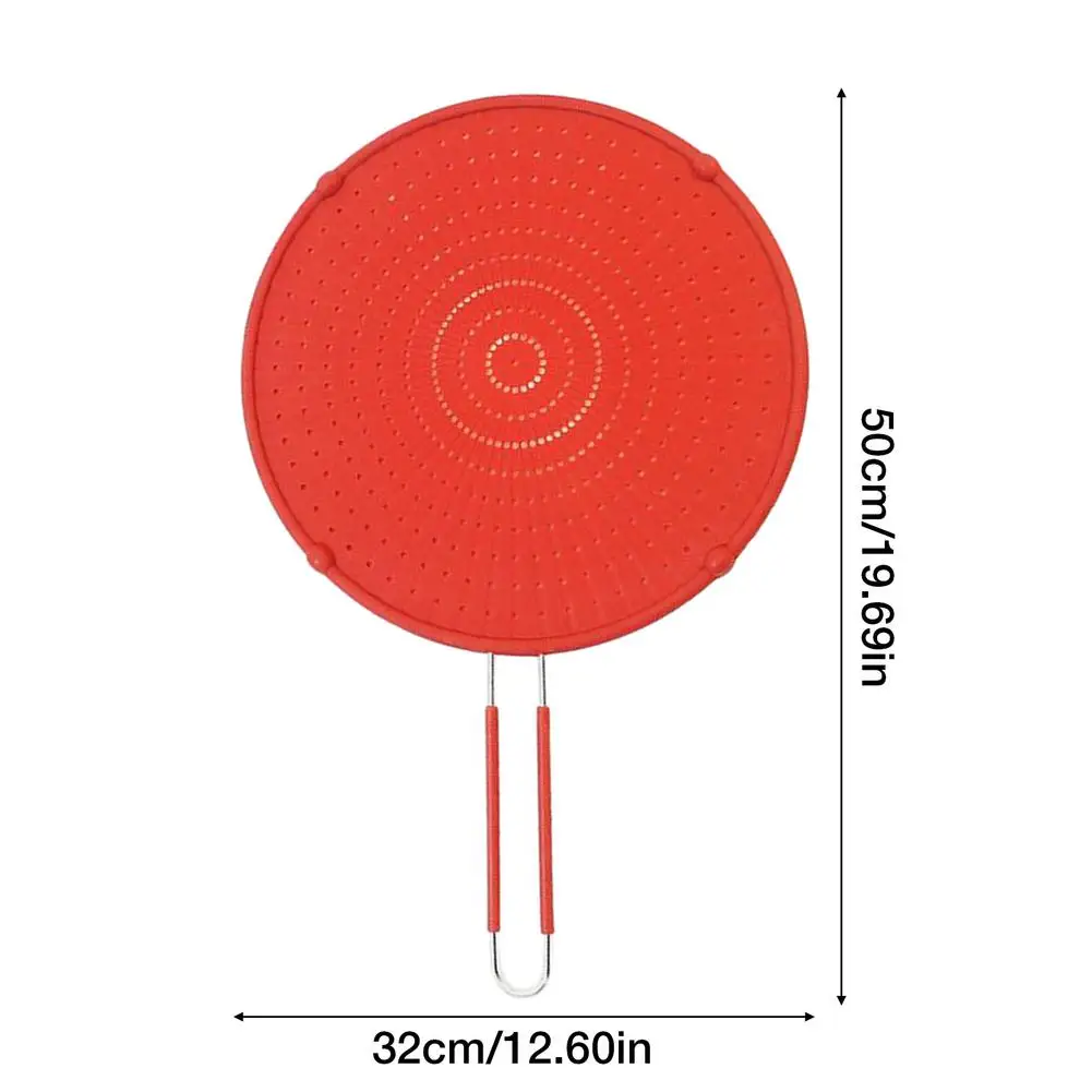

Silicone Splatter Screen Pan Cover With Folding Handle High Heat Resistant Oil Splash Guard Heat Insulation Cooling KitchenMat
