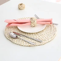 1pc western restaurant napkin buckle cloth ring woven cattail ring cucurbita napkin ring straw woven ring