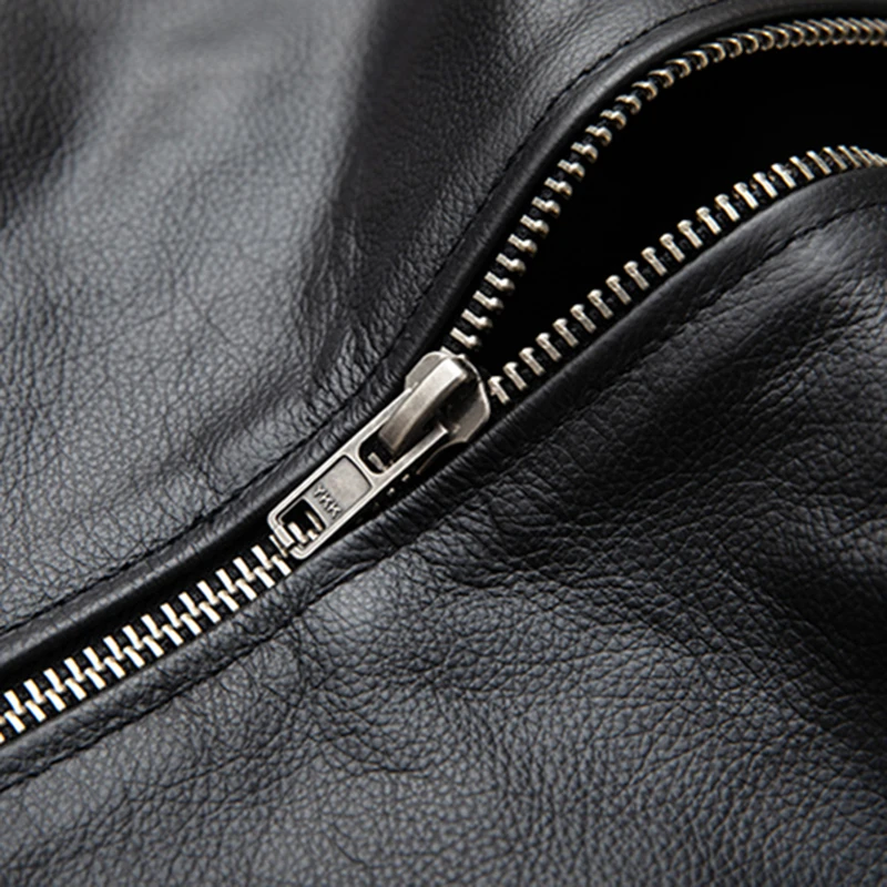 

Plus Size 6XL Men Real Leather Motorcycle Jacket Autumn Casual Black Slim 100% Cowhide Genuine Leather Coat Male Fashion Clothes