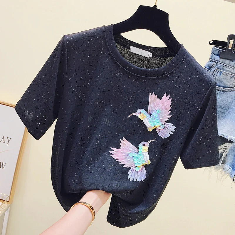 Летняя женская хлопковая футболка с коротким рукавом и буквенным принтом