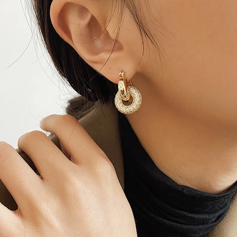 Peri'sBox Соединенные двойные круглые висячие серьги массивные маленькие Висячие