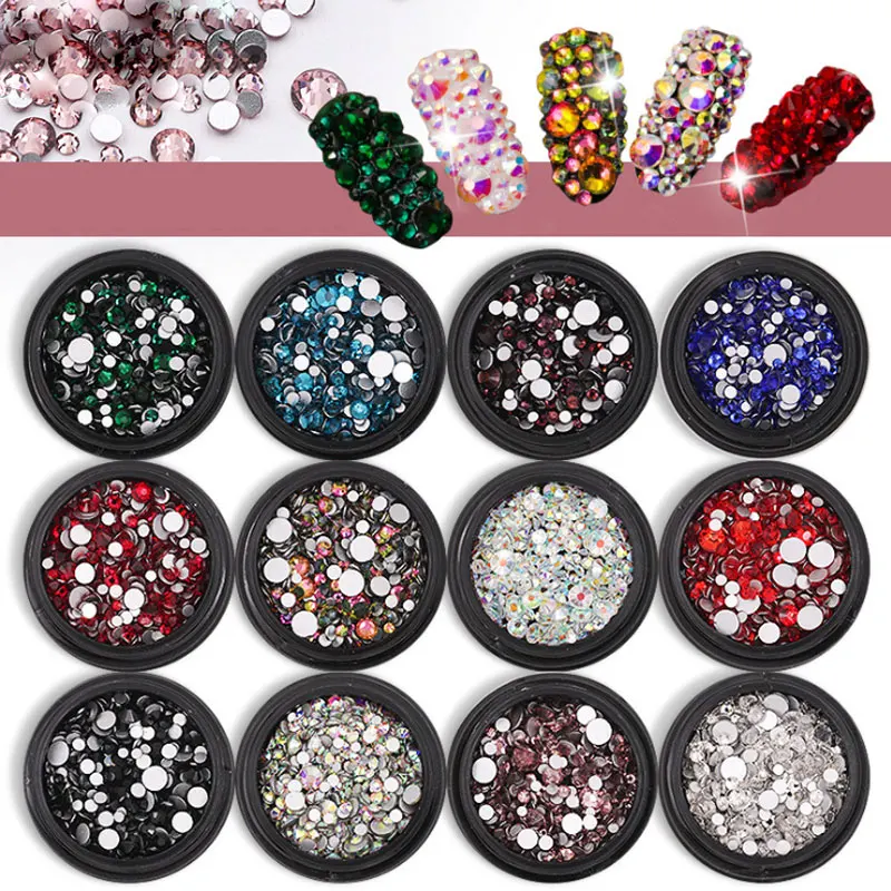 Стразы для ногтей 1 коробка Кристальные Красочные дизайна акриловые пластиковые