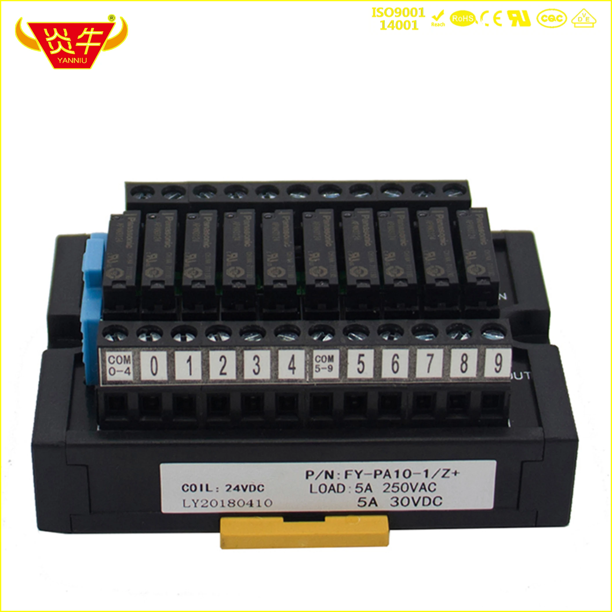 Panasonic APAN3105 APAN3112 APAN3124  Slim relay  10 channel DIN Mounted relay module  Industrial control  for PLC  YANNIU
