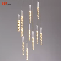 new modern led chandelier crystal staircase lights for home room living staircase long hanging living hallway lobby decor lustre
