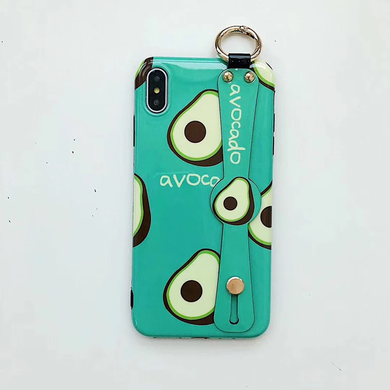 Cute Avocado Wristband Pineapple Phone Case For iphone X XR 11 MAX Soft Cover 6S 6 7 8 Plus Bling Stand Holder Coque |