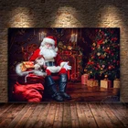 Современные рождественские Подарочные Картины Санта-Клауса, постеры и принты на холсте, Настенная картина для гостиной, художественный Декор на стену