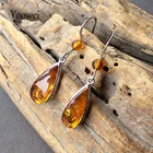 Серьги-подвески Yoowei из натурального Балтийского янтаря, женские подарки подруге и маме, новые модные женские простые цветочные ювелирные изделия в виде амбара, аксессуары