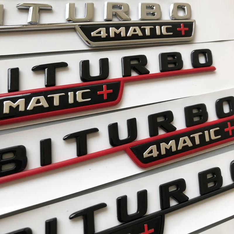 Плоская эмблема с буквами для Mercedes Benz BITURBO 4matic + Red Plus автостайлинг значок на крыло