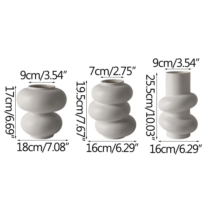 

European Creative Circle White Ceramic Vase Home Decoration Flower Arrangement Irregular Flower Pot Hydropnics Decoration Gifts