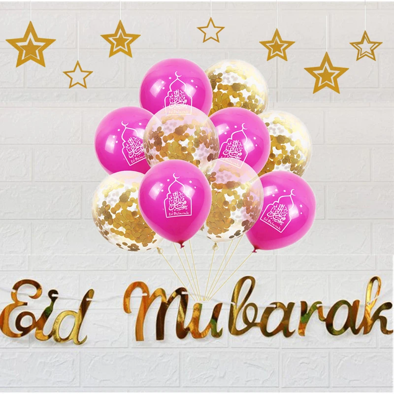 

2021 Eid Mubarak Balloons Sets Eid Moubarak Decor Ramadan Kareem Eid Decorations Banner Star Moon Latex Balloon Party Supplies