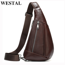 Westal-bolso bandolera de cuero genuino para hombre...
