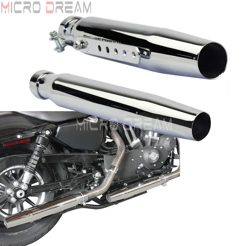 2 шт. хром 35 45 мм мотоцикл конический глушитель выхлопной трубы для Harley Bobber Chopper Honda