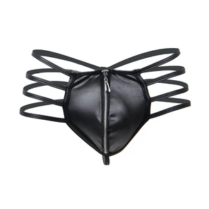 Трусы-стринги Comeonlover мужские из синтетической кожи, пикантное нижнее белье на молнии, с открытой спиной, с вырезами, трусы для гомосексуалистов, m-068