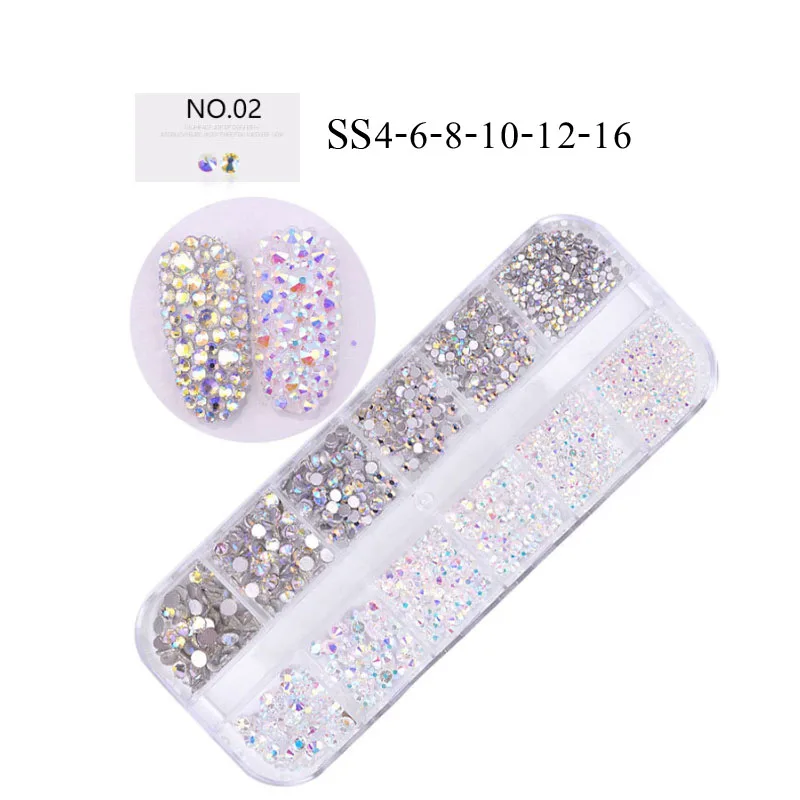 Swarovsky 1440 шт. многоразмерные хрустальные стразы 3D украшения для ногтей