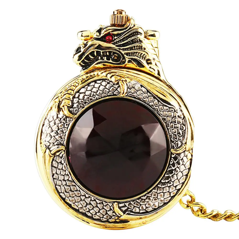 Карманные часы с красным гранатом и золотым покрытием Роскошные Кварцевые