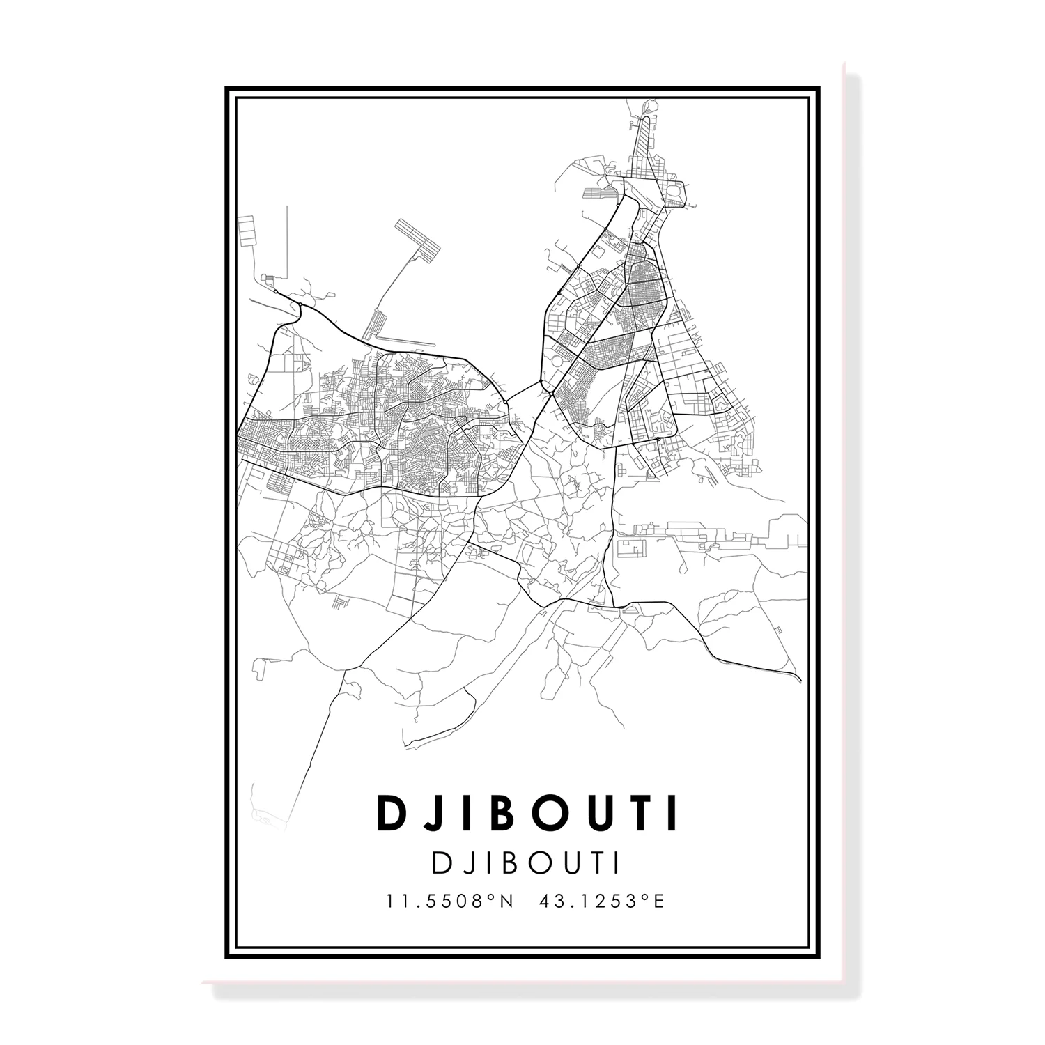 

Холщовый плакат с изображением карты города джибут