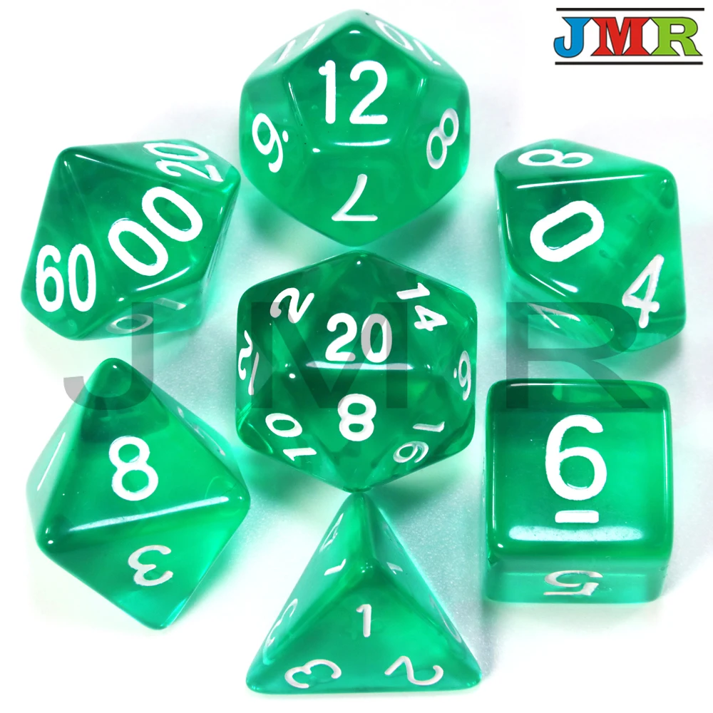 Dark Green Высокое качество Набор из 7 полупрозрачных односторонних кубиков D4 D6 D8 D10 D12 D20 для подземелья и драконов Dados Rpg Boardgame - Цвет: Dark Green